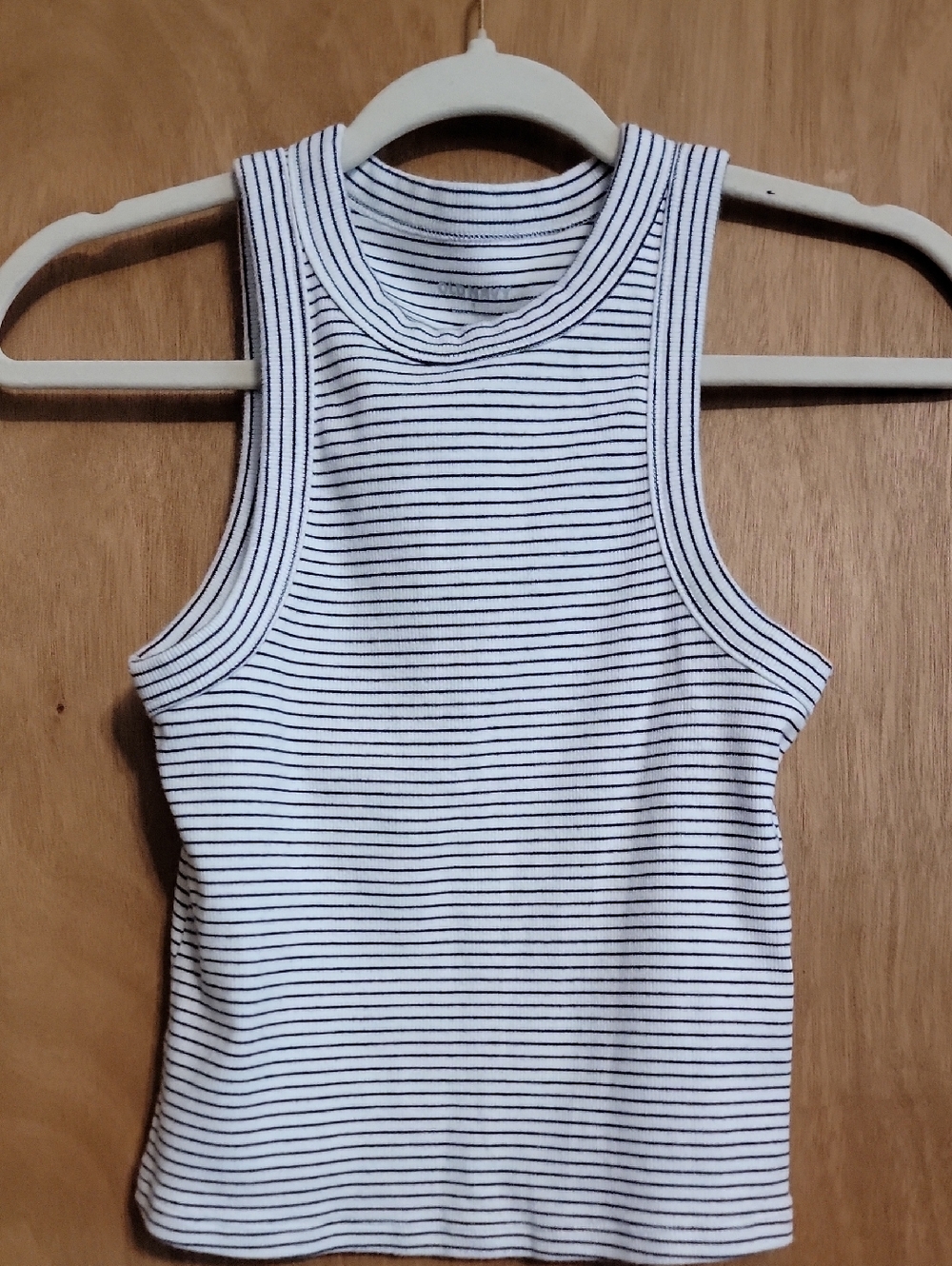 Old Navy White Tank Top with Thin Black Stripes